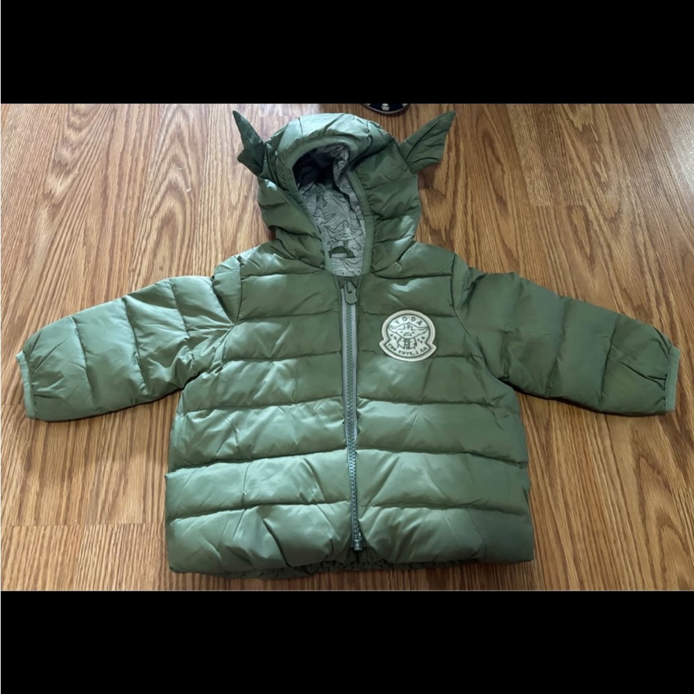 GAP Star Wars Yoda Olive Puffer Jacket with Ears